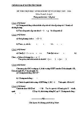 Đề thi chọn học sinh giỏi huyện Yên Thành năm học 2015  2016 môn Toán 9 lớp 9